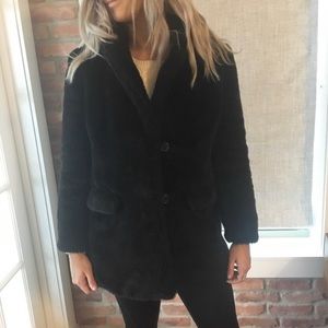 J crew black teddy coat small